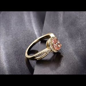 18K gold citrine/white sapphire ring